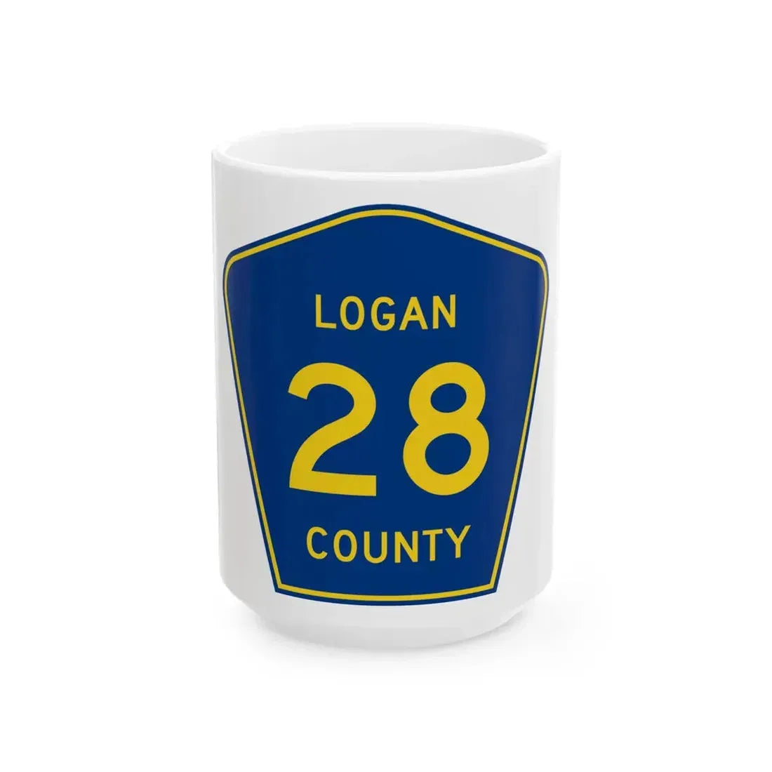 Logan County 28 (Illinois) (Road Sign) White Coffee Mug 15oz - Go Mug Yourself