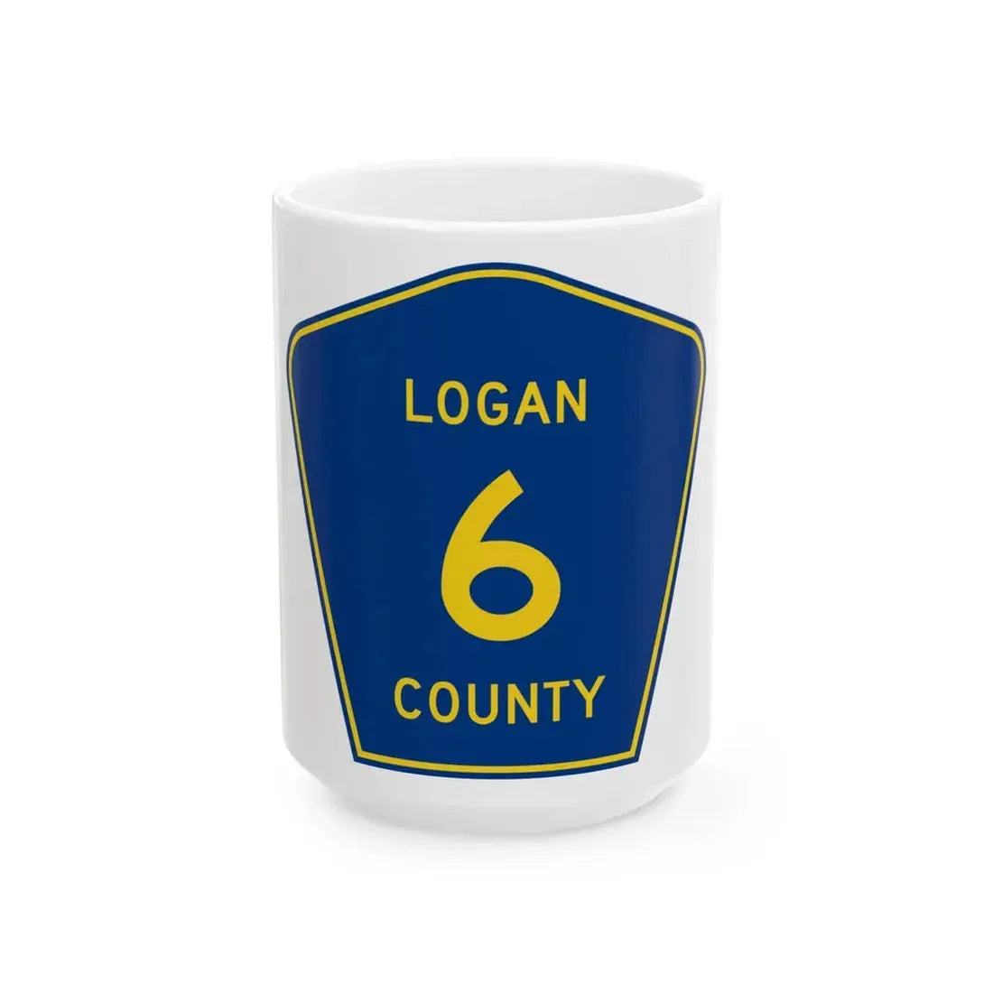 Logan County 6 (Illinois) (Road Sign) White Coffee Mug 15oz - Go Mug Yourself