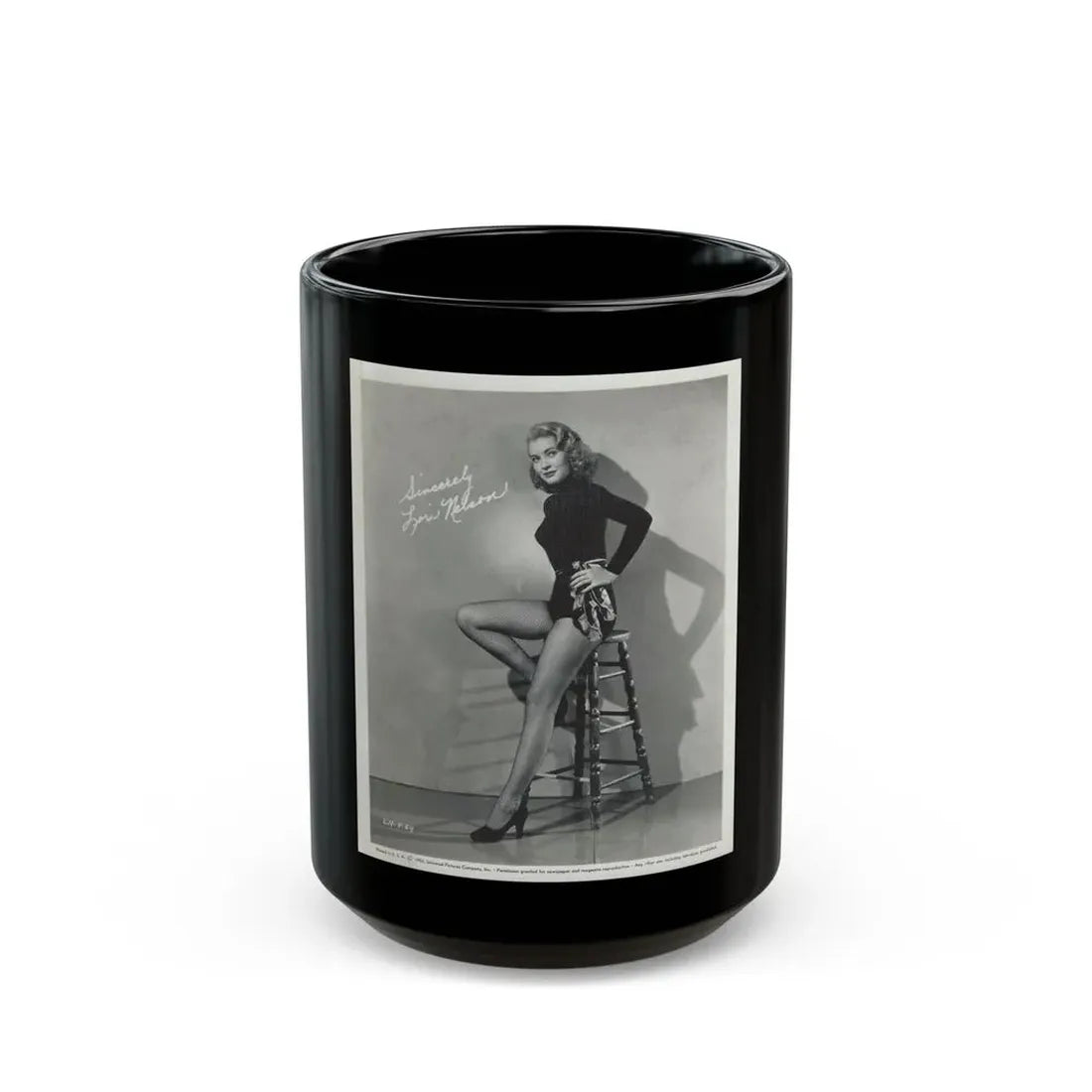 Lori Nelson #14 (Vintage Female Icon) Black Coffee Mug 15oz - Go Mug Yourself