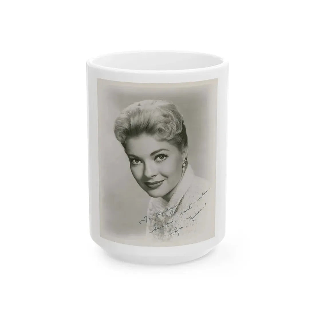 Lori Nelson #160 (Vintage Female Icon) White Coffee Mug 15oz - Go Mug Yourself