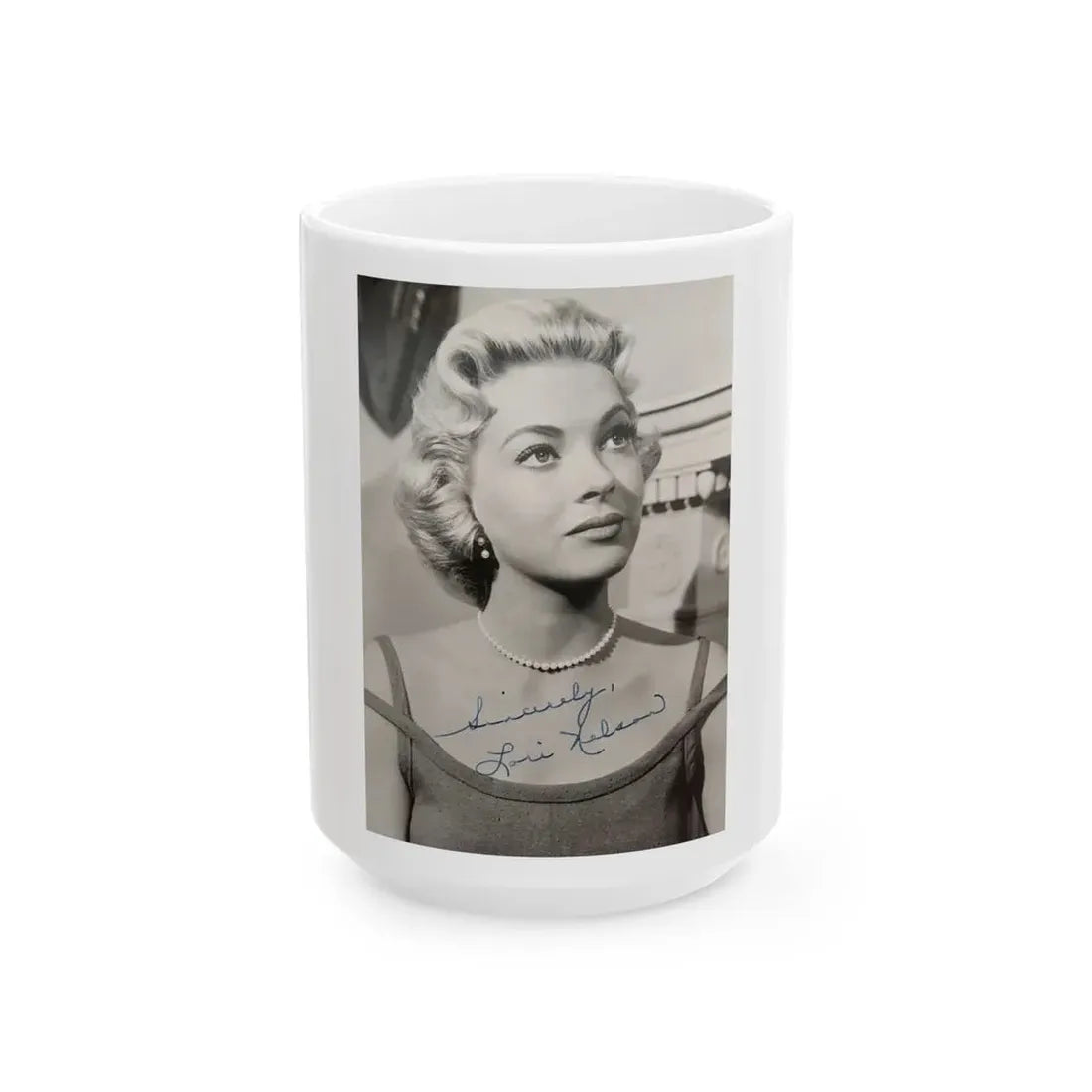 Lori Nelson #201 (Vintage Female Icon) White Coffee Mug 15oz - Go Mug Yourself