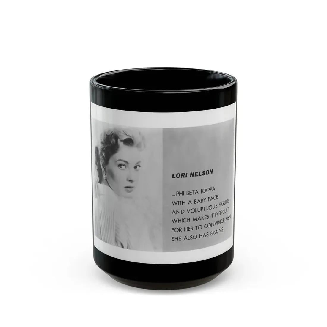 Lori Nelson #202 (Vintage Female Icon) Black Coffee Mug 15oz - Go Mug Yourself