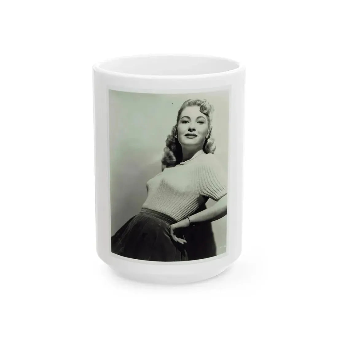 Lori Nelson #207 - B&W Glamour Dress Photo (Vintage Female Icon) White Coffee Mug 15oz - Go Mug Yourself