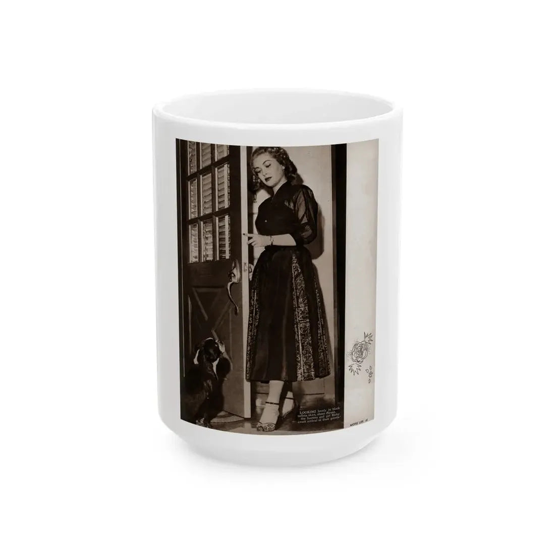 Lori Nelson #218 - Vintage B&W 8x10.5 Photo from Movie Life Magazine Page circa 1950's 1 (Vintage Female Icon) White Coffee Mug - Go Mug Yourself