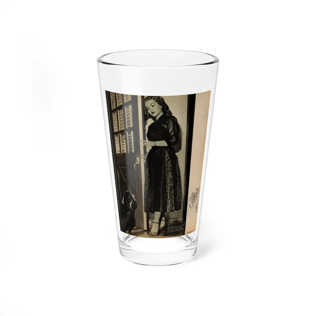 Lori Nelson #218 - Vintage B&W 8x10.5 Photo from Movie Life Magazine Page circa 1950's (Vintage Female Icon) Pint Glass 16oz 16oz - Go Mug Yourself