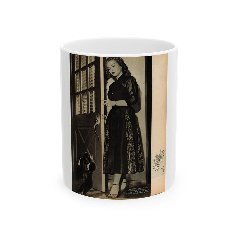 Lori Nelson #218 - Vintage B&W 8x10.5 Photo from Movie Life Magazine Page circa 1950's (Vintage Female Icon) White Coffee Mug-11oz-Go Mug Yourself