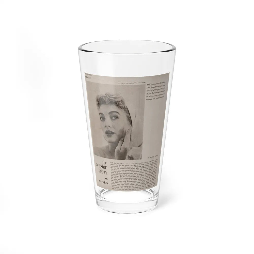 Lori Nelson #219 - Vintage B&W 8x10.5 Photo Glamour Head & Shoulder Shot putting on skin cream an add 1 (Vintage Female Icon) Pint Glass 16oz 16oz - Go Mug Yourself