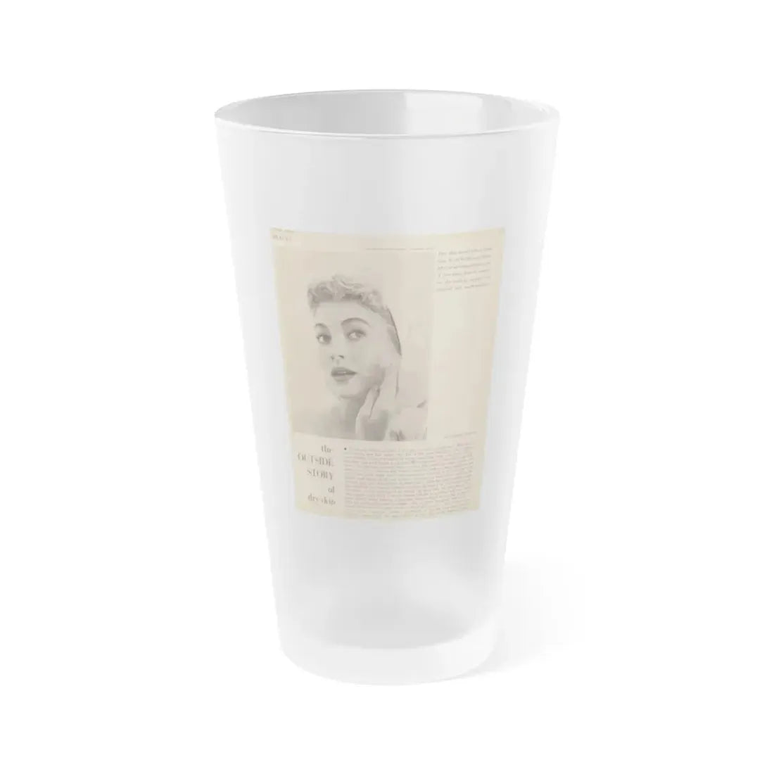Lori Nelson #219 - Vintage B&W 8x10.5 Photo Glamour Head & Shoulder Shot putting on skin cream an add (Vintage Female Icon) Frosted Pint Glass 16oz 16oz Frosted - Go Mug Yourself
