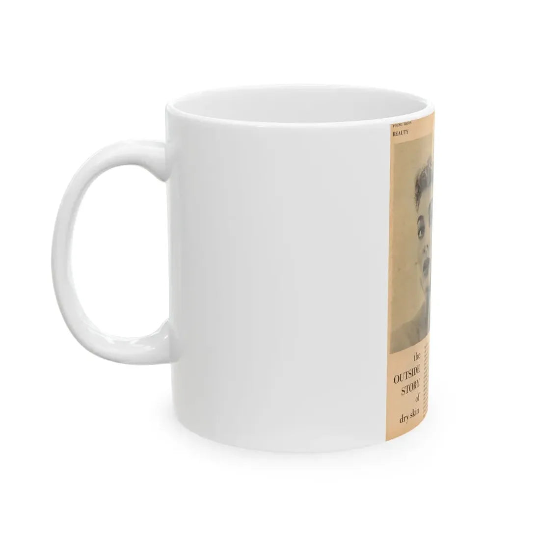 Lori Nelson #219 - Vintage B&W 8x10.5 Photo Glamour Head & Shoulder Shot putting on skin cream an add (Vintage Female Icon) White Coffee Mug - Go Mug Yourself