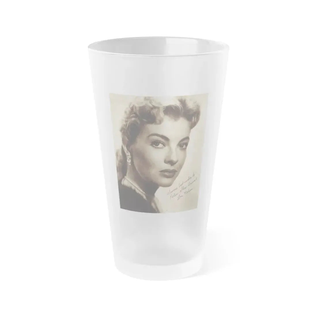 Lori Nelson #221 - Vintage B&W 8x10 Photo Glamour Head & Shoulder Shot in fur Circa 1950's from Picture Show Annual Mag. (Vintage Female Icon) Frosted Pint Glass 16oz 16oz Frosted - Go Mug Yourself