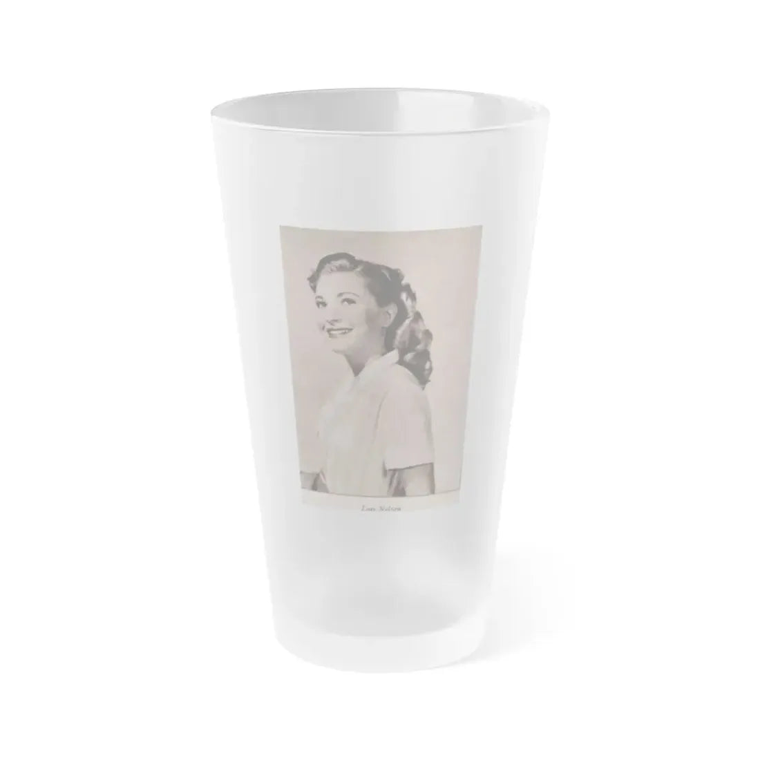 Lori Nelson #225 - Vintage B&W 3x4 Glamour Head & Shoulder Shot Circa 1950's Clipping (Vintage Female Icon) Frosted Pint Glass 16oz 16oz Frosted - Go Mug Yourself