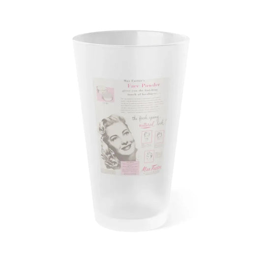 Lori Nelson #227 - Vintage B&W 8x10 Glamour Photo of Lori Advertising with, Color Lettering+Boxes for Max Factor Hollywood Make-Up circa 50's (Vintage Female Icon) Frosted Pint Glass 16oz 16oz Frosted - Go Mug Yourself