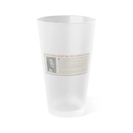 Lori Nelson #228 - Vintage B&W 3x7.25 50's Era Magazine Dry Skin Advertisement featuring, Lori B&W Glamour Photo (Vintage Female Icon) Frosted Pint Glass 16oz 16oz Frosted - Go Mug Yourself