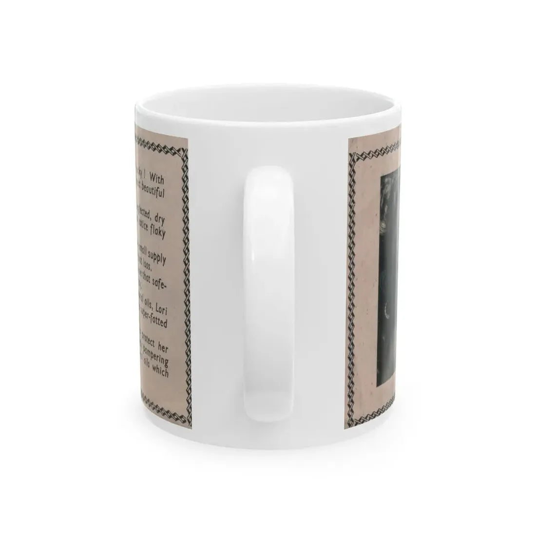 Lori Nelson #228 - Vintage B&W 3x7.25 50's Era Magazine Dry Skin Advertisement featuring, Lori B&W Glamour Photo (Vintage Female Icon) White Coffee Mug - Go Mug Yourself