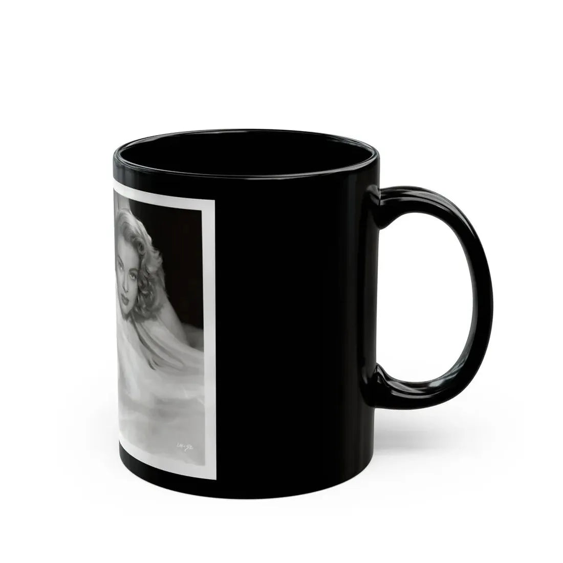 Lori Nelson #230 - Negative Struck 80's or 90's Re-Print 8x10 1950's B&W of Upper Body Glamour Photo (Vintage Female Icon) Black Coffee Mug - Go Mug Yourself