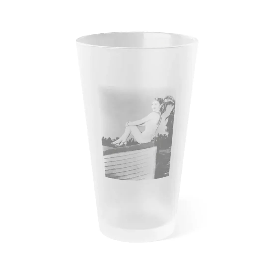 Lori Nelson #231 - Irving Klaw Negative Struck 8x10 1950's 1 Piece Swimsuit Pin-Up Cheesecake Photo (Vintage Female Icon) Frosted Pint Glass 16oz 16oz Frosted - Go Mug Yourself