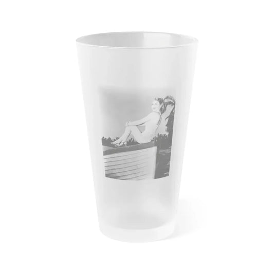 Lori Nelson #231 - Irving Klaw Negative Struck 8x10 1950's 1 Piece Swimsuit Pin-Up Cheesecake Photo (Vintage Female Icon) Frosted Pint Glass 16oz 16oz Frosted - Go Mug Yourself