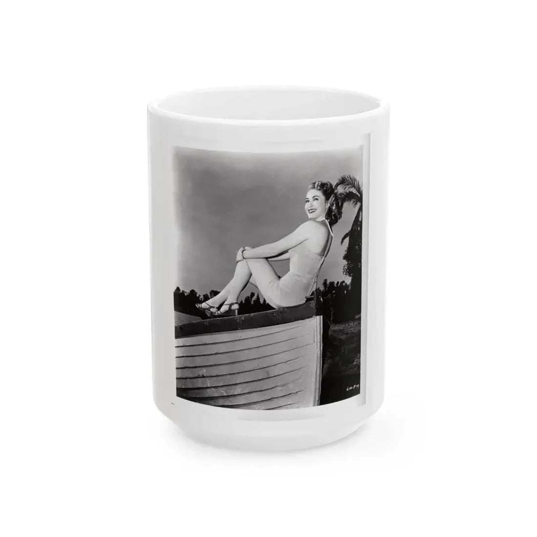 Lori Nelson #231 - Irving Klaw Negative Struck 8x10 1950's 1 Piece Swimsuit Pin-Up Cheesecake Photo (Vintage Female Icon) White Coffee Mug 15oz - Go Mug Yourself