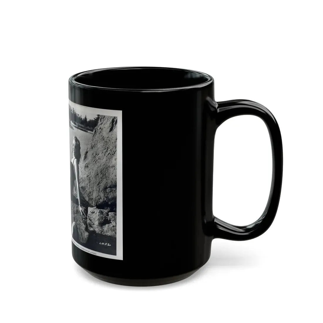 Lori Nelson #236 - 8x10 1-Piece Swimsuit B&W Cheesecake Vintage Pin-Up Photo from 7-11-1952 1 (Vintage Female Icon) Black Coffee Mug - Go Mug Yourself