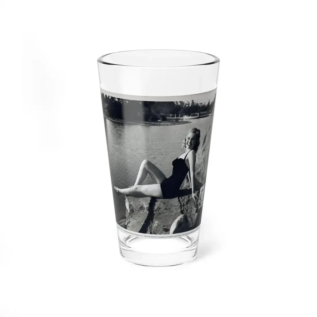 Lori Nelson #236 - 8x10 1-Piece Swimsuit B&W Cheesecake Vintage Pin-Up Photo from 7-11-1952 1 (Vintage Female Icon) Pint Glass 16oz 16oz - Go Mug Yourself