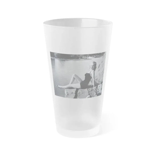 Lori Nelson #236 - 8x10 1-Piece Swimsuit B&W Cheesecake Vintage Pin-Up Photo from 7-11-1952 2 (Vintage Female Icon) Frosted Pint Glass 16oz 16oz Frosted - Go Mug Yourself