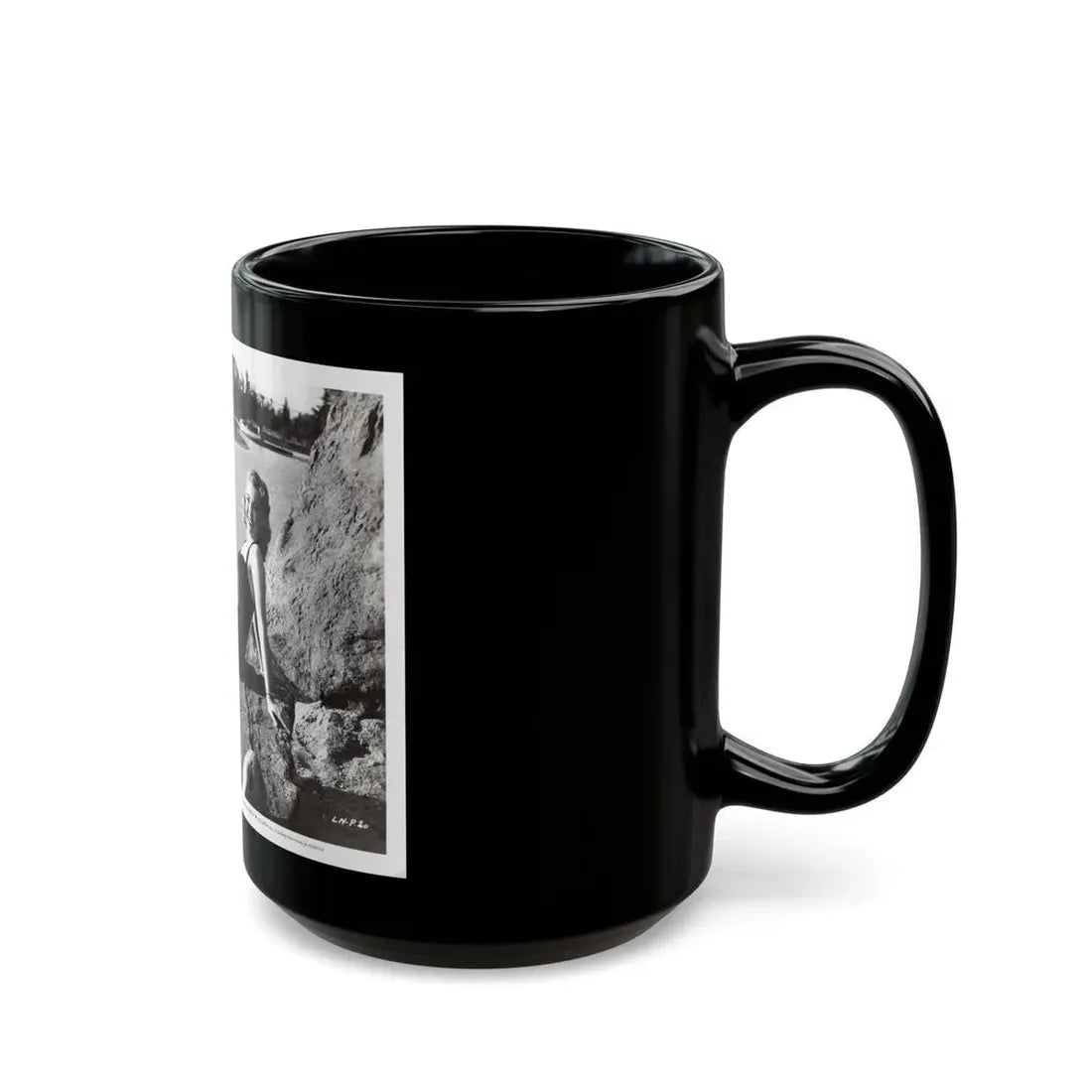 Lori Nelson #236 - 8x10 1-Piece Swimsuit B&W Cheesecake Vintage Pin-Up Photo from 7-11-1952 3 (Vintage Female Icon) Black Coffee Mug - Go Mug Yourself