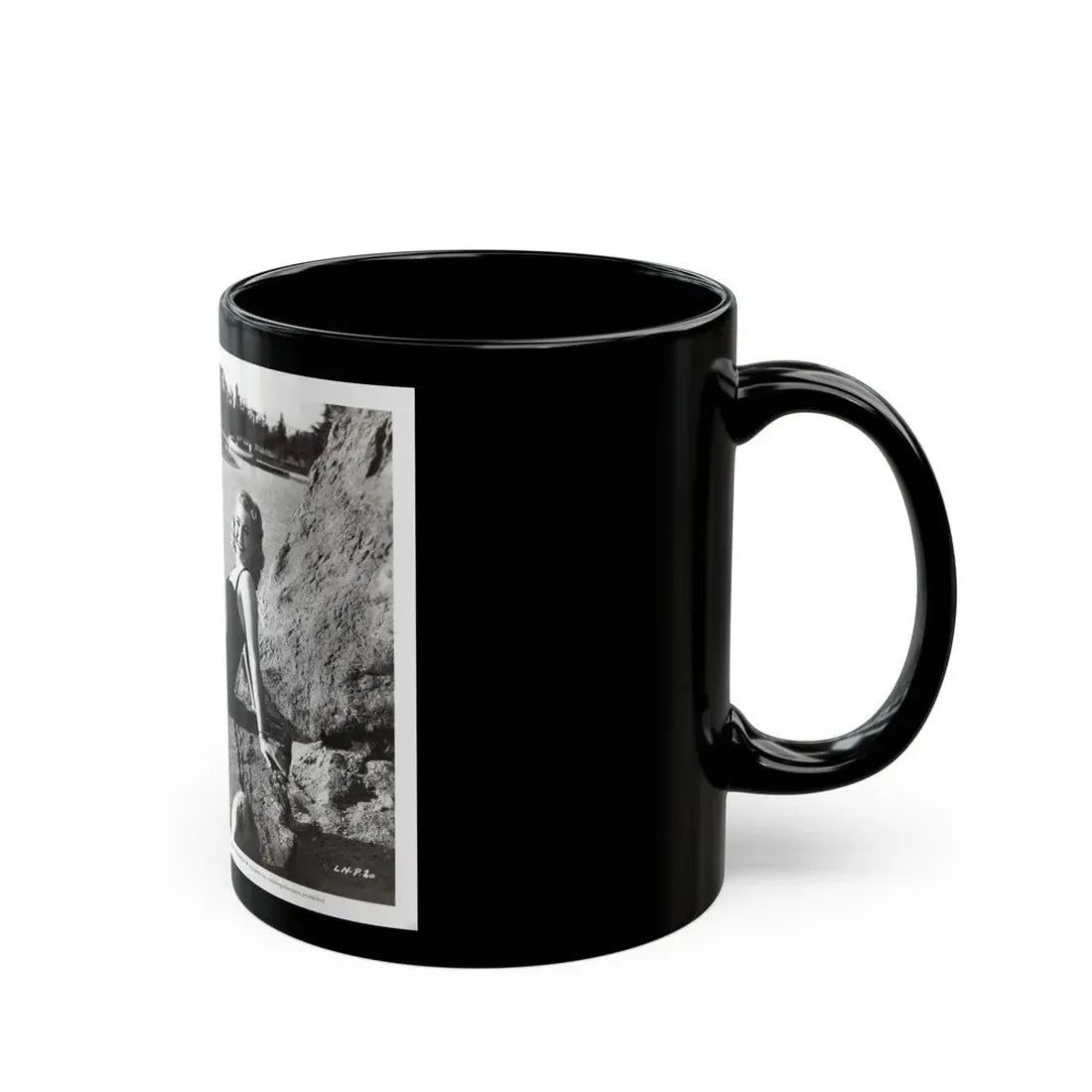 Lori Nelson #236 - 8x10 1-Piece Swimsuit B&W Cheesecake Vintage Pin-Up Photo from 7-11-1952 3 (Vintage Female Icon) Black Coffee Mug - Go Mug Yourself