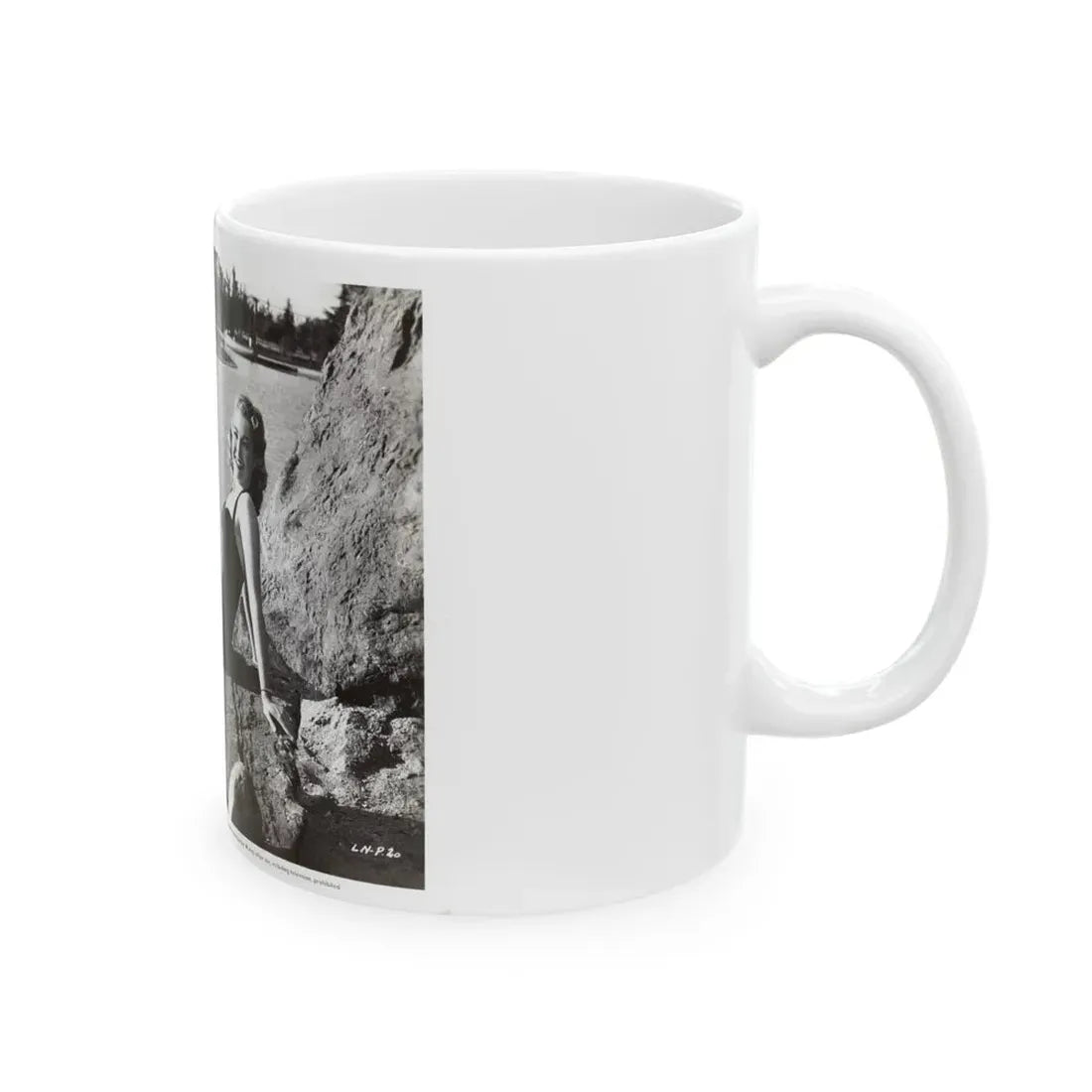 Lori Nelson #236 - 8x10 1-Piece Swimsuit B&W Cheesecake Vintage Pin-Up Photo from 7-11-1952 3 (Vintage Female Icon) White Coffee Mug - Go Mug Yourself