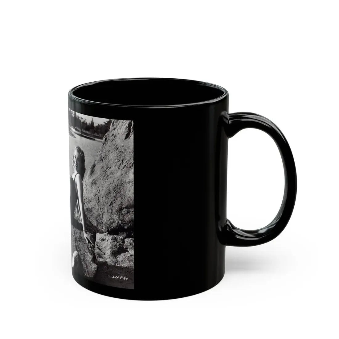 Lori Nelson #236 - 8x10 1-Piece Swimsuit B&W Cheesecake Vintage Pin-Up Photo from 7-11-1952 (Vintage Female Icon) Black Coffee Mug - Go Mug Yourself