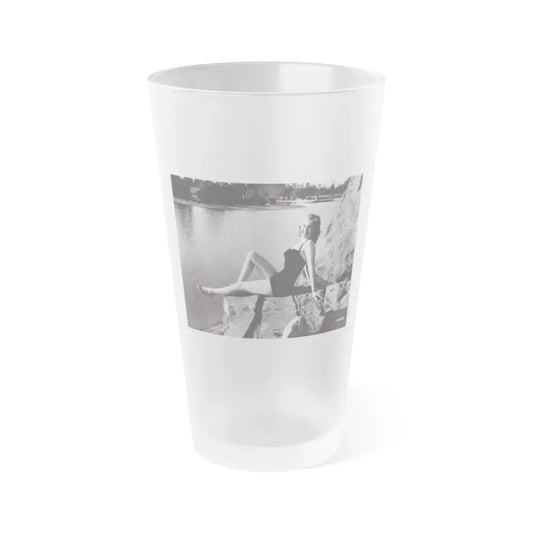 Lori Nelson #236 - 8x10 1-Piece Swimsuit B&W Cheesecake Vintage Pin-Up Photo from 7-11-1952 (Vintage Female Icon) Frosted Pint Glass 16oz 16oz Frosted - Go Mug Yourself