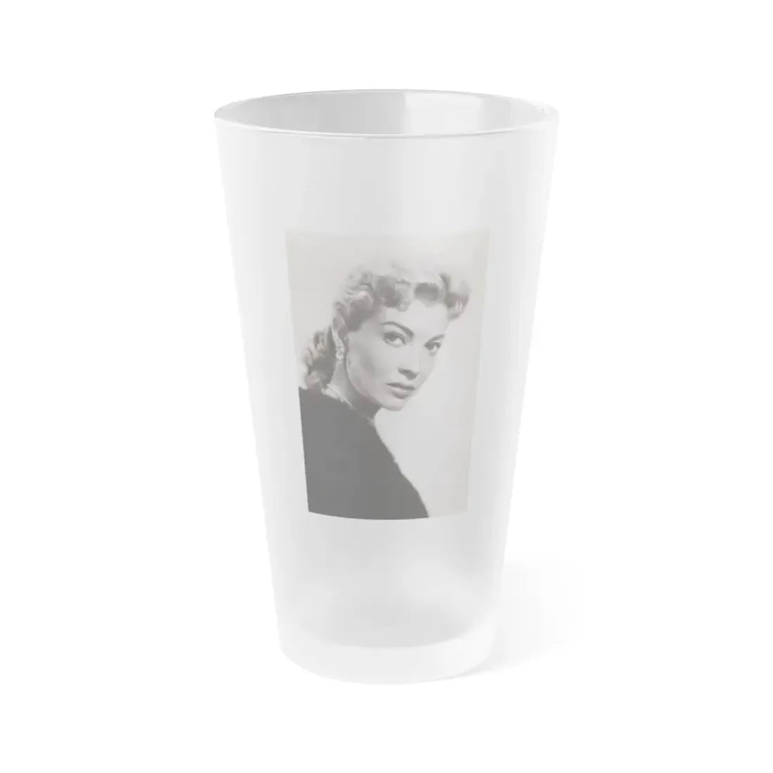 Lori Nelson #239 - 3.5x5.5 Upper Body B&W Glamour Headshot Photo on Postcard from 1956 (Vintage Female Icon) Frosted Pint Glass 16oz 16oz Frosted - Go Mug Yourself