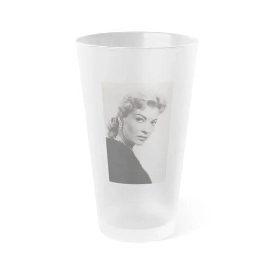 Lori Nelson #239 - 3.5x5.5 Upper Body B&W Glamour Headshot Photo on Postcard from 1956 (Vintage Female Icon) Frosted Pint Glass 16oz 16oz Frosted - Go Mug Yourself