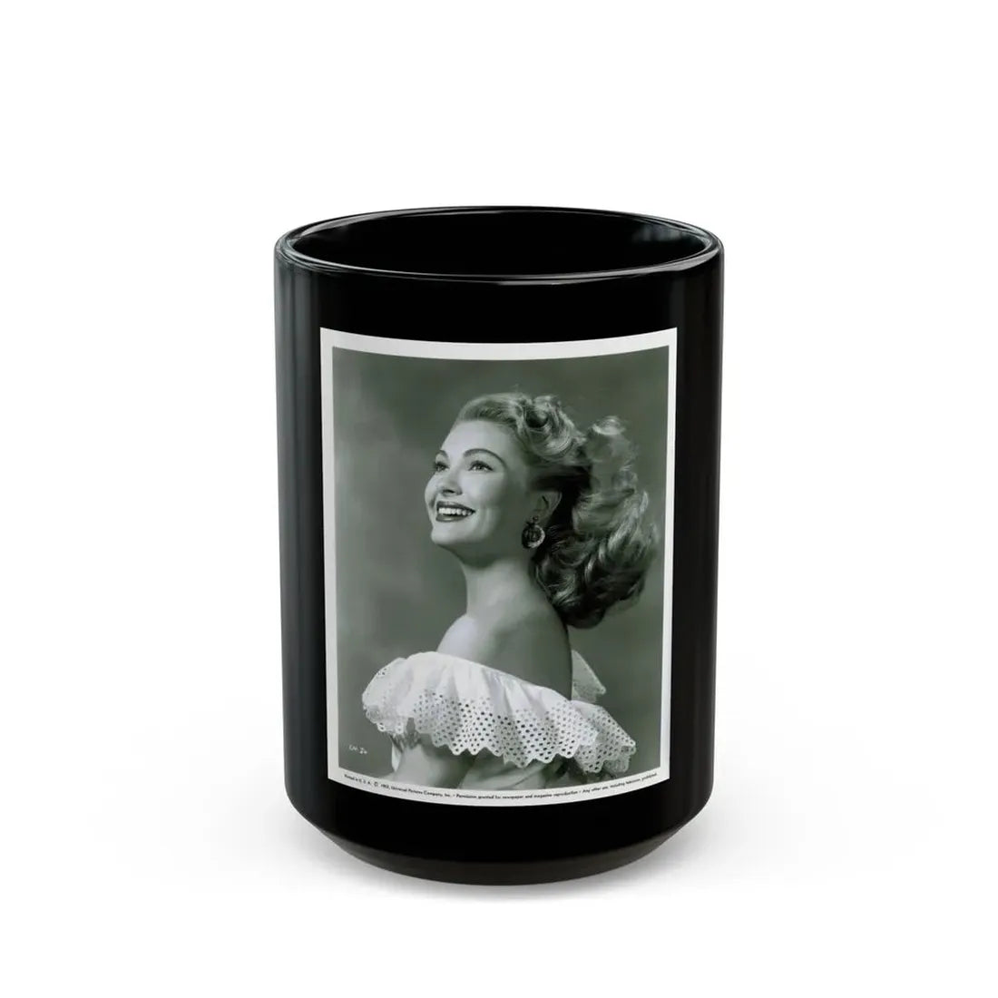 Lori Nelson #32 (Vintage Female Icon) Black Coffee Mug 15oz - Go Mug Yourself