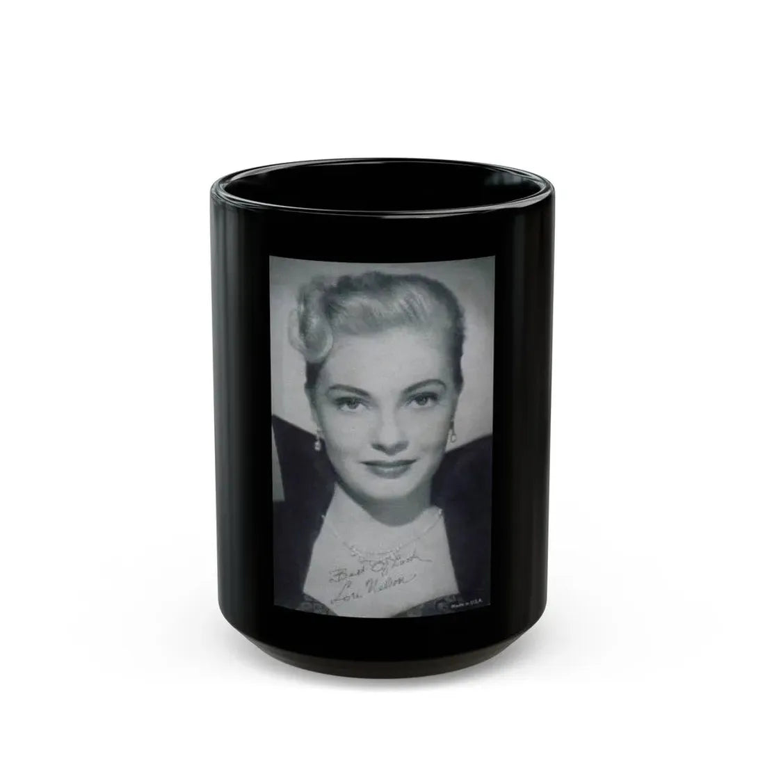 Lori Nelson #39 (Vintage Female Icon) Black Coffee Mug 15oz - Go Mug Yourself