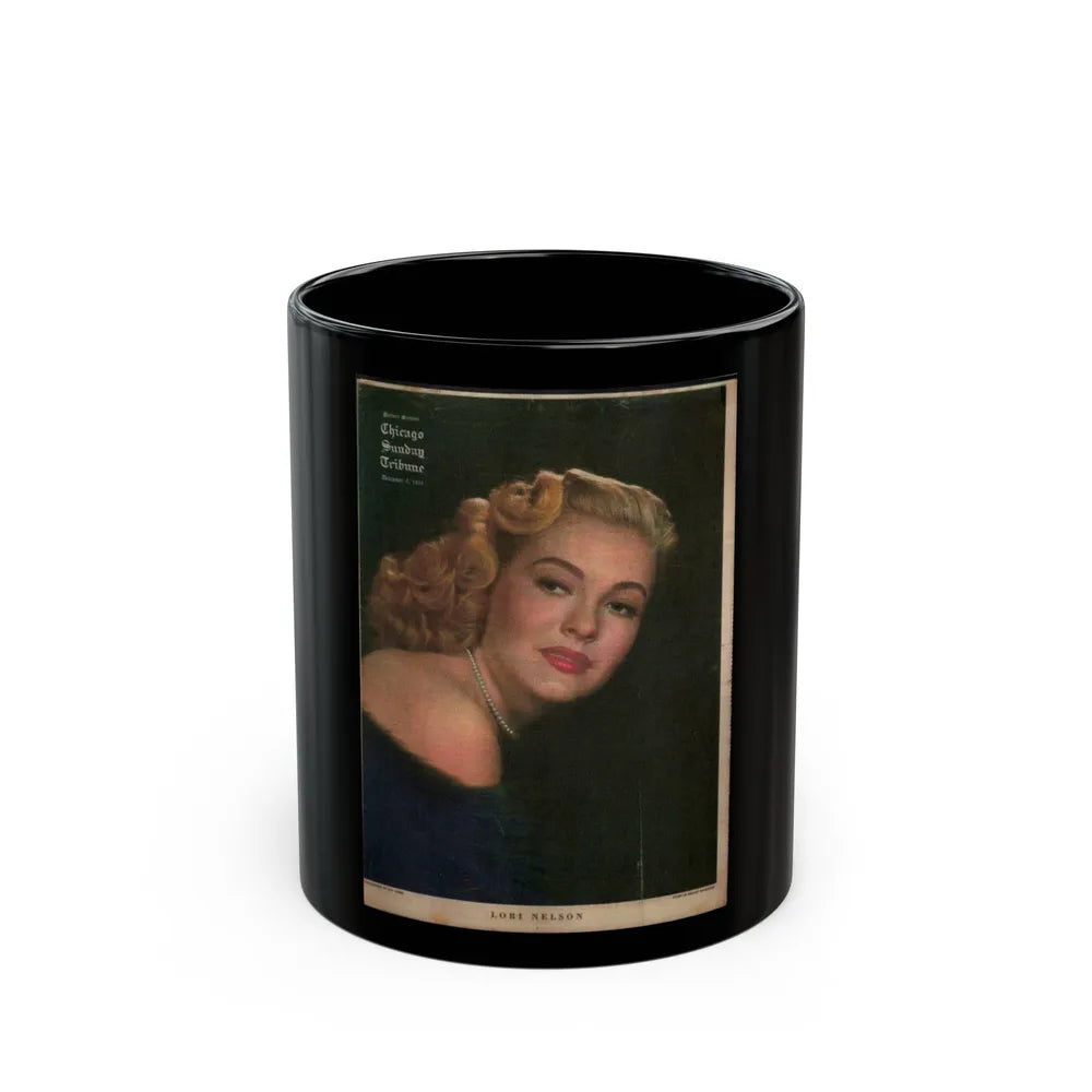 Lori Nelson #48 - (Vintage Female Icon) Black Coffee Mug-11oz-Go Mug Yourself