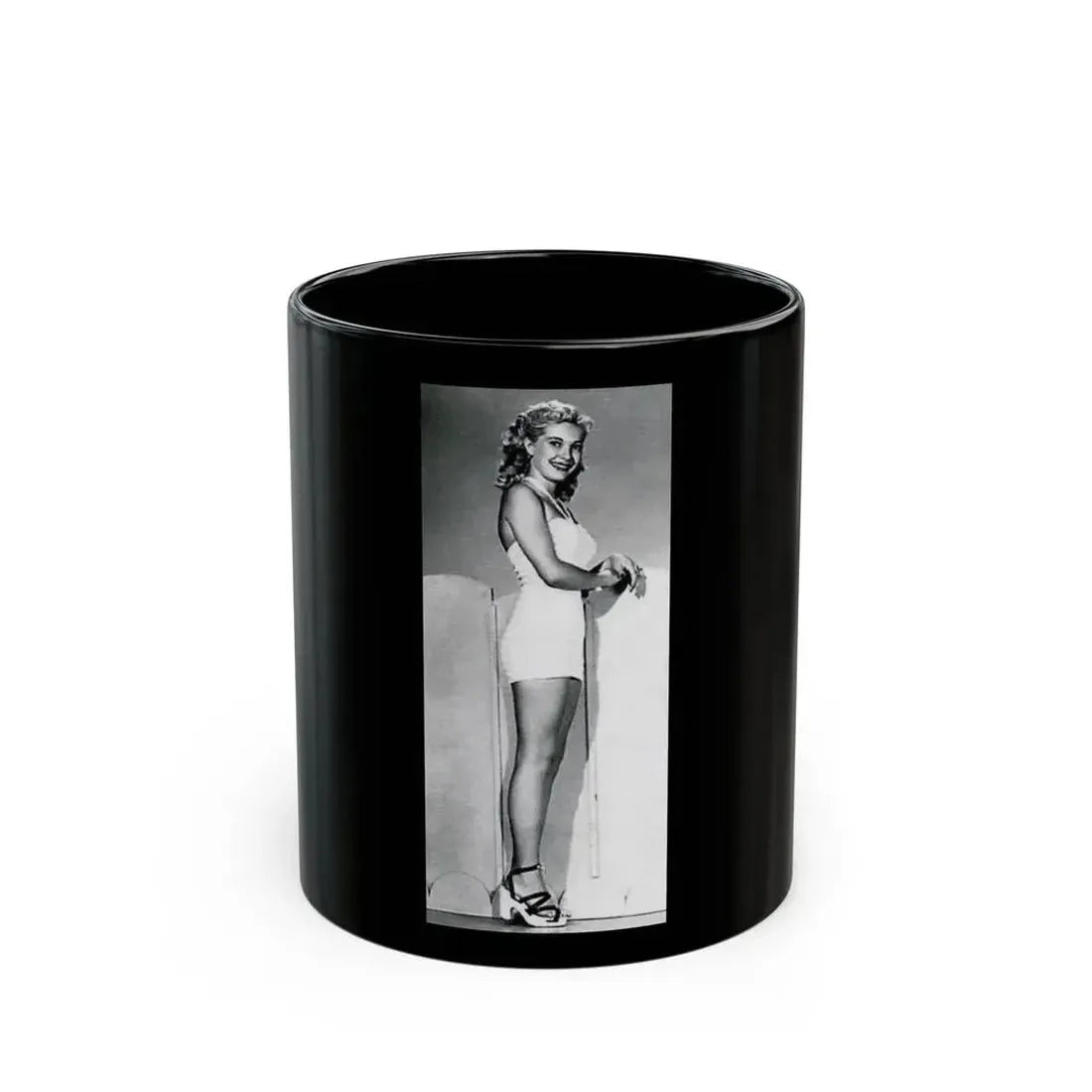 Lori Nelson #49 - Printed & Scanned (Vintage Female Icon) Black Coffee Mug 11oz - Go Mug Yourself