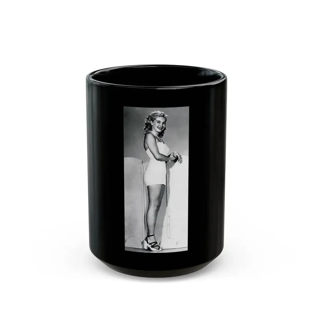Lori Nelson #49 - Printed & Scanned (Vintage Female Icon) Black Coffee Mug 15oz - Go Mug Yourself