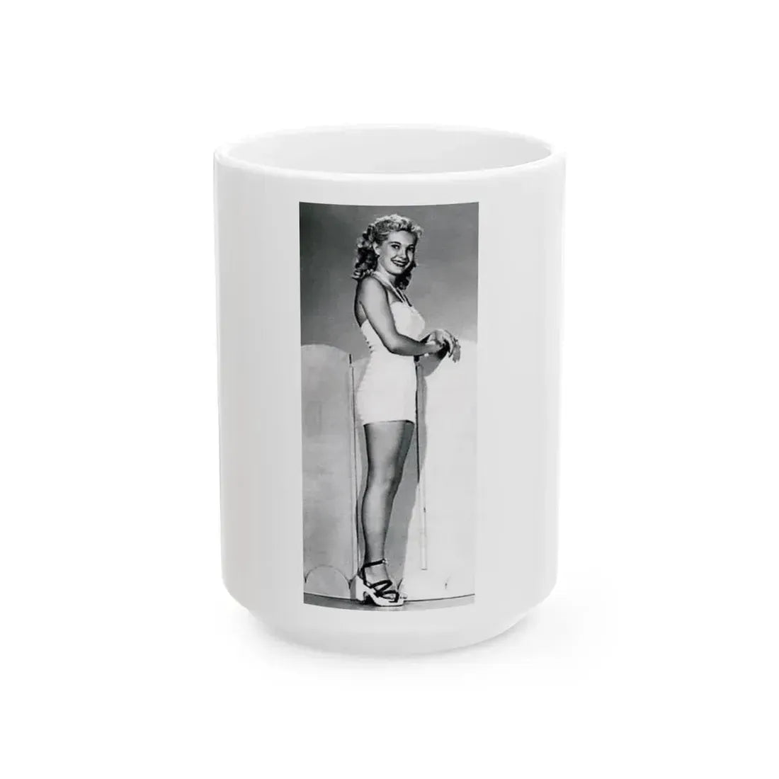 Lori Nelson #49 - Printed & Scanned (Vintage Female Icon) White Coffee Mug 15oz - Go Mug Yourself