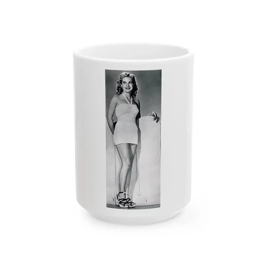 Lori Nelson #50 - Printed & Scanned (Vintage Female Icon) White Coffee Mug 15oz - Go Mug Yourself
