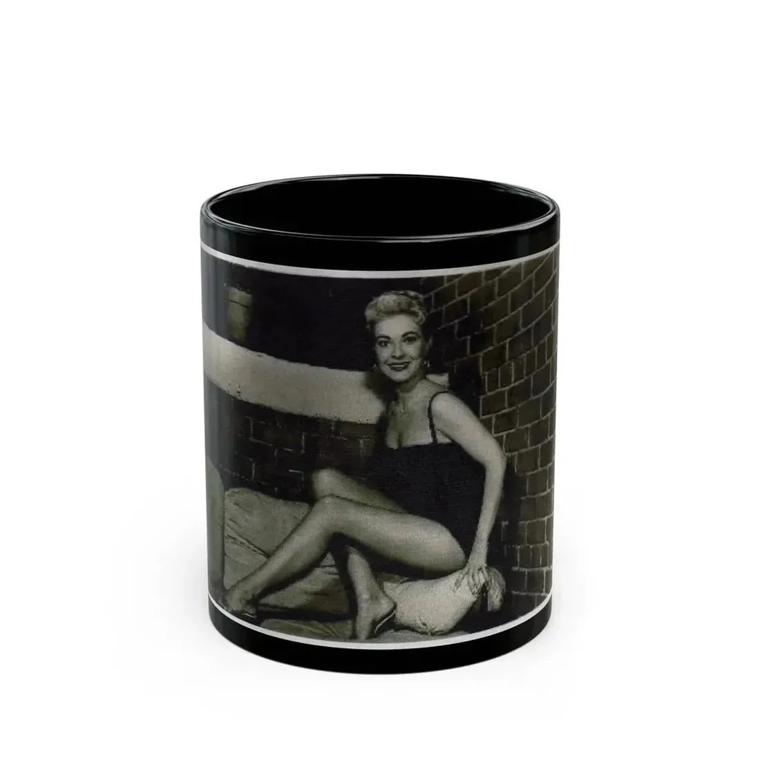 Lori Nelson #54 - Printed & Scanned (Vintage Female Icon) Black Coffee Mug 11oz - Go Mug Yourself