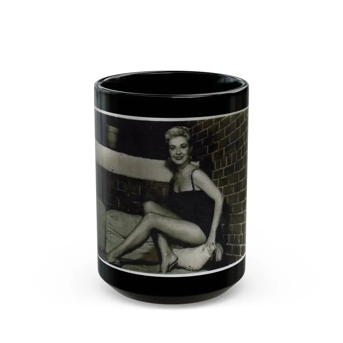 Lori Nelson #54 - Printed & Scanned (Vintage Female Icon) Black Coffee Mug 15oz - Go Mug Yourself