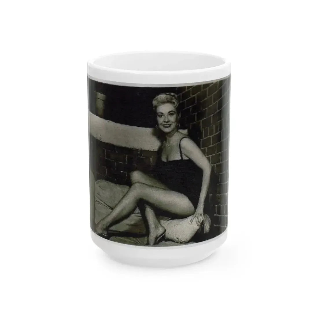 Lori Nelson #54 - Printed & Scanned (Vintage Female Icon) White Coffee Mug 15oz - Go Mug Yourself