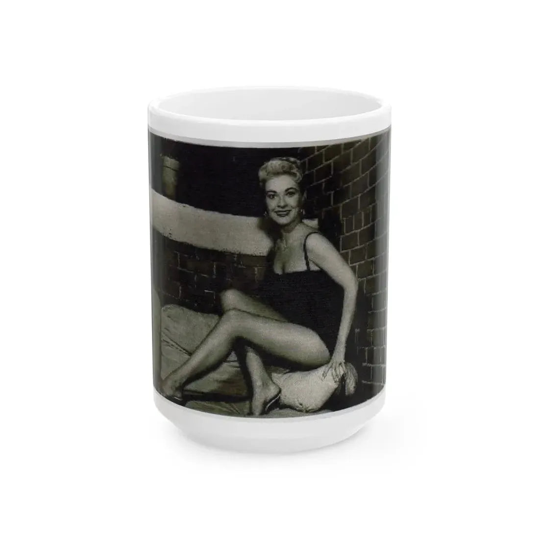 Lori Nelson #54 - Printed & Scanned (Vintage Female Icon) White Coffee Mug 15oz - Go Mug Yourself