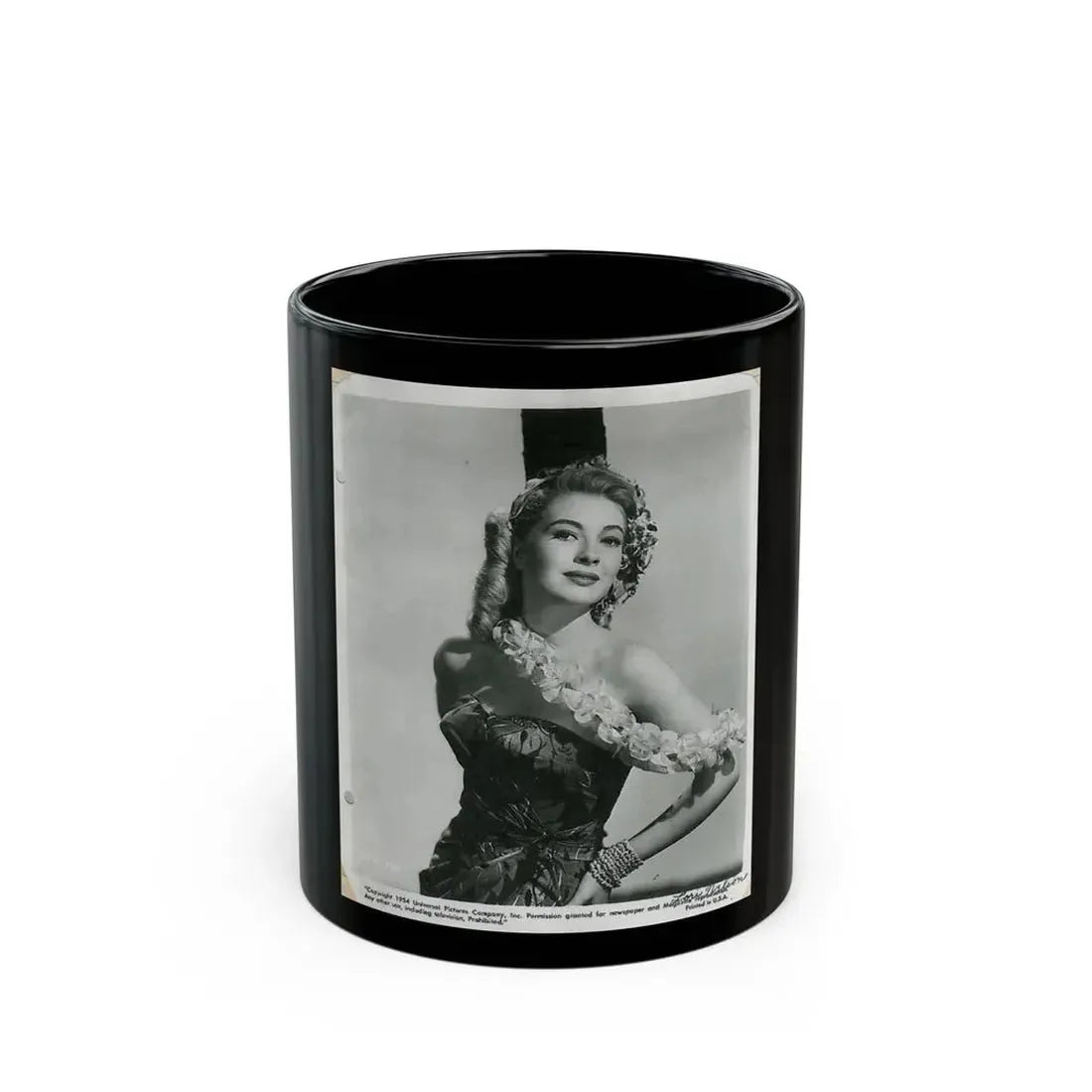 Lori Nelson #58 - Printed & Scanned (Vintage Female Icon) Black Coffee Mug 11oz - Go Mug Yourself