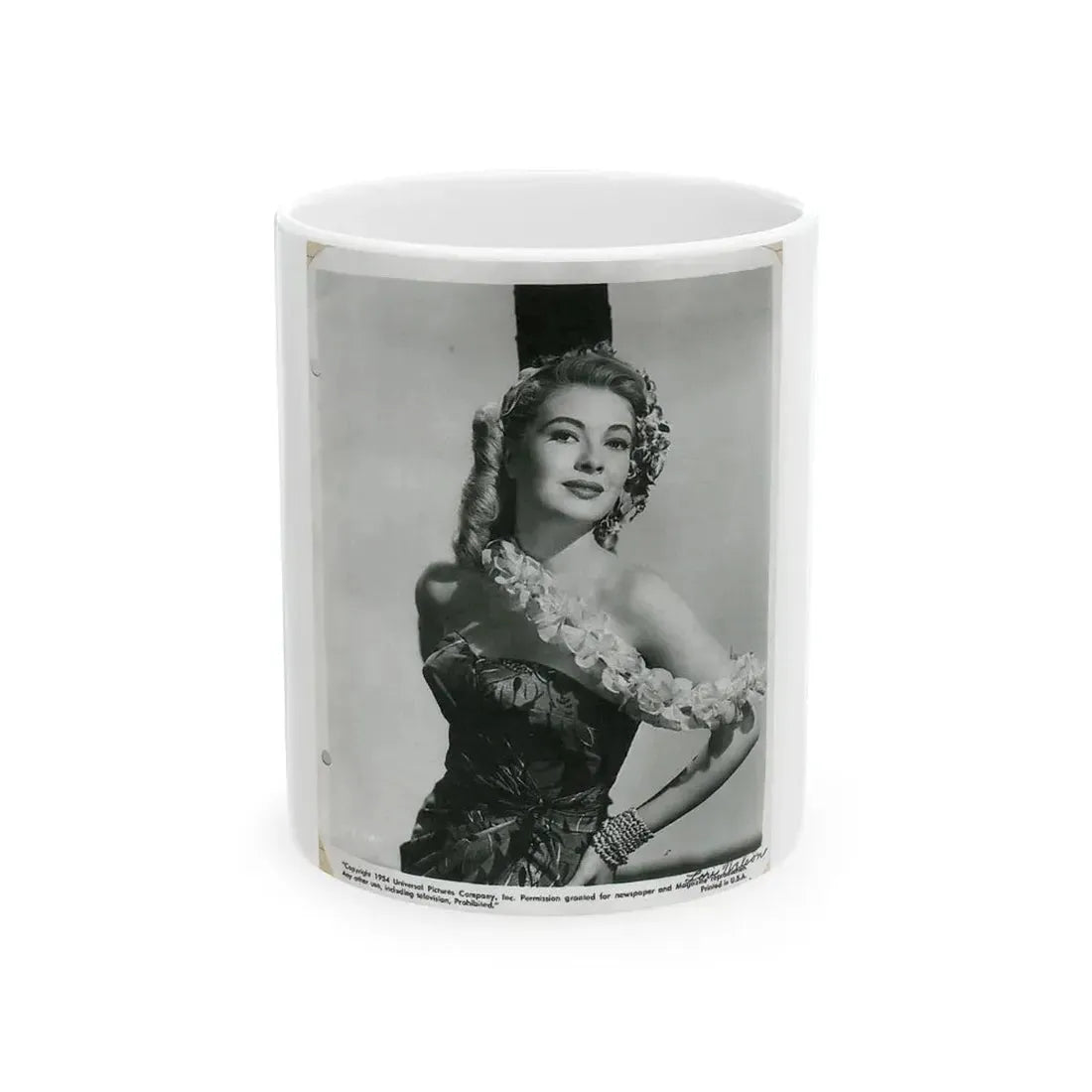 Lori Nelson #58 - Printed & Scanned (Vintage Female Icon) White Coffee Mug 11oz - Go Mug Yourself