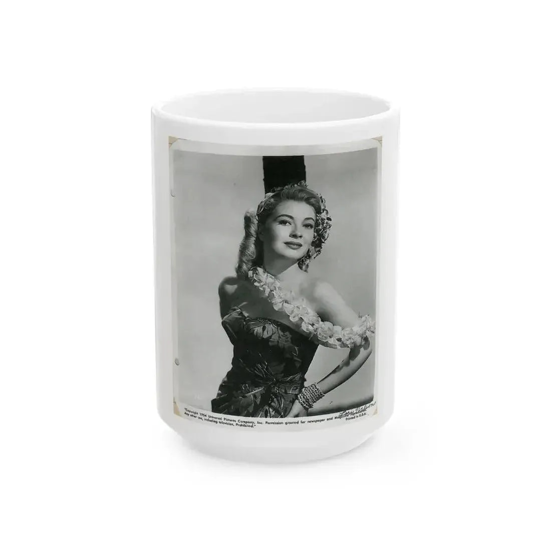 Lori Nelson #58 - Printed & Scanned (Vintage Female Icon) White Coffee Mug 15oz - Go Mug Yourself