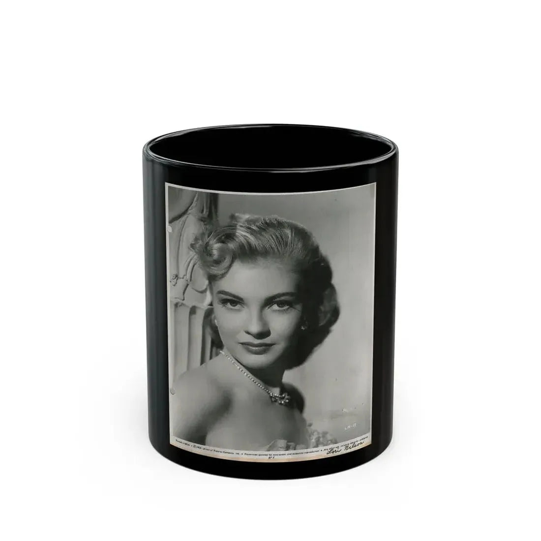 Lori Nelson #59 - Printed & Scanned (Vintage Female Icon) Black Coffee Mug 11oz - Go Mug Yourself