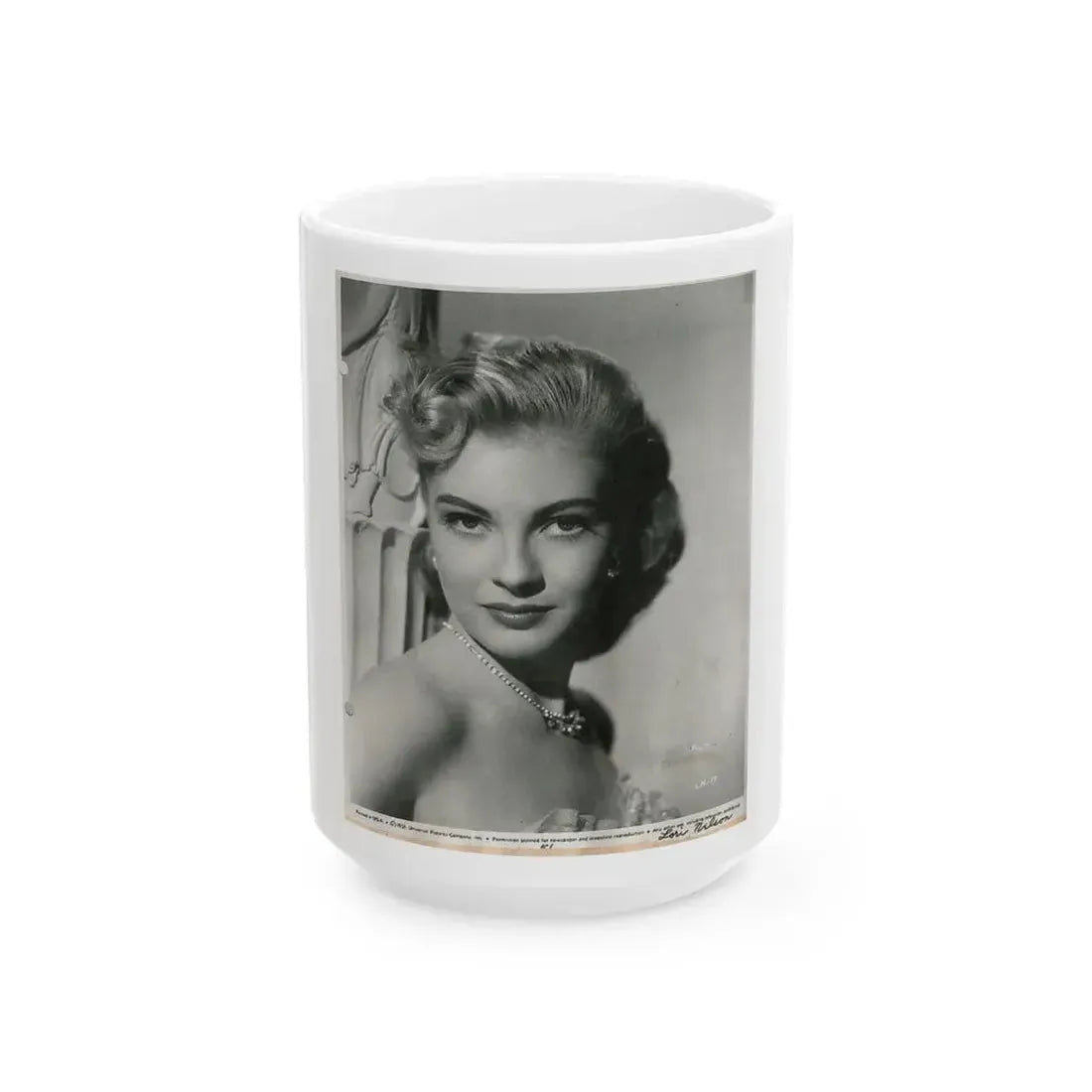 Lori Nelson #59 - Printed & Scanned (Vintage Female Icon) White Coffee Mug 15oz - Go Mug Yourself