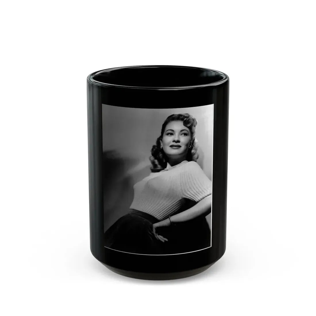 Lori Nelson #76 (Vintage Female Icon) Black Coffee Mug 15oz - Go Mug Yourself