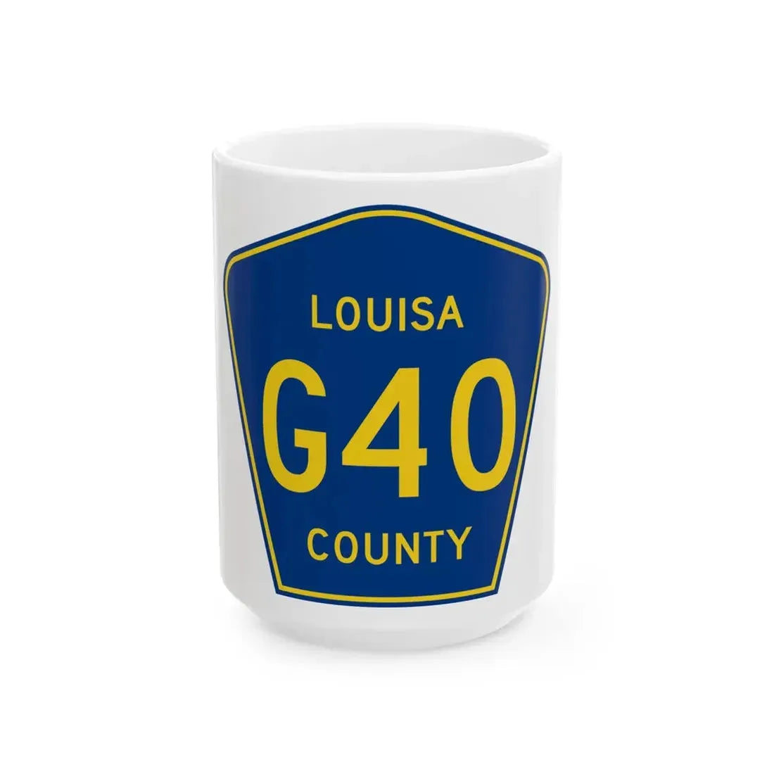 Louisa County Route G40 IA (Iowa) (Road Sign) White Coffee Mug 15oz - Go Mug Yourself
